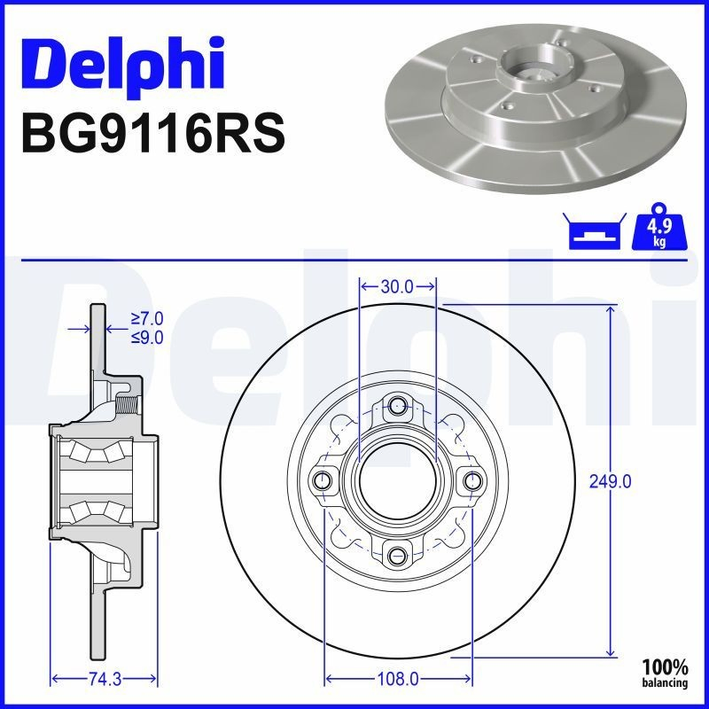 Задні дискові гальма Delphi BG9116RS ціна, від 87.84 USD