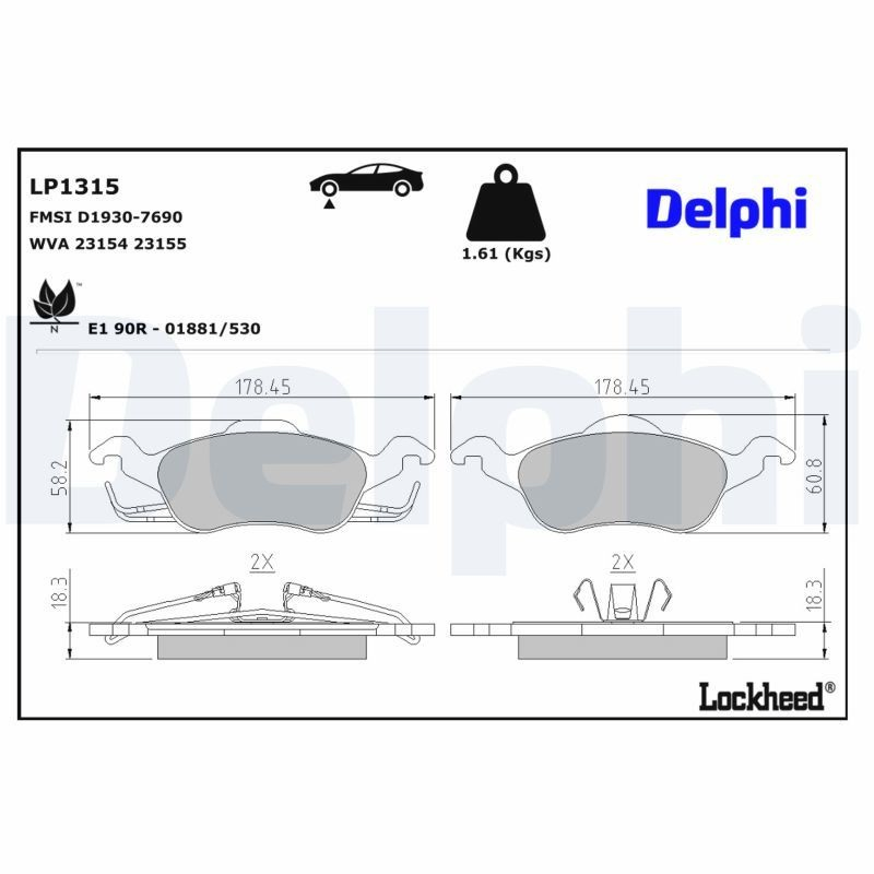 LP1315 Delphi Передні гальмівні колодки