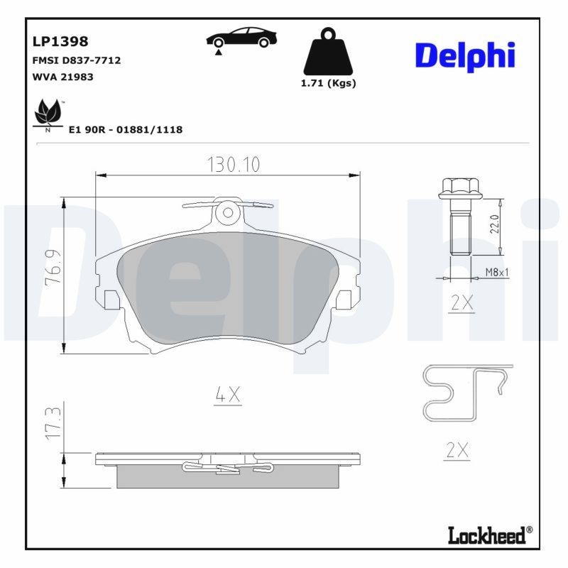 Гальмівні колодки Delphi LP1398 ціна, від 18.17 USD