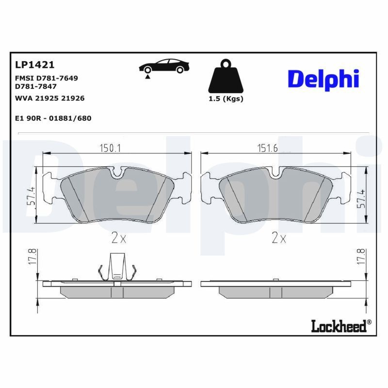 Передні тормозні колодки LP1421 Delphi