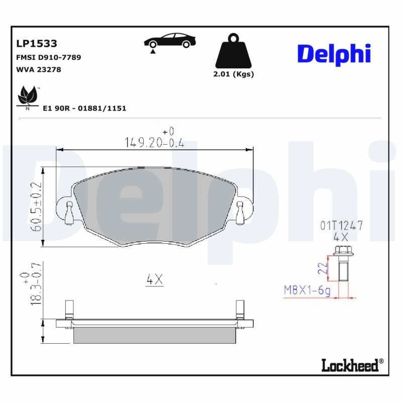 LP1533 Delphi Передні гальмівні колодки
