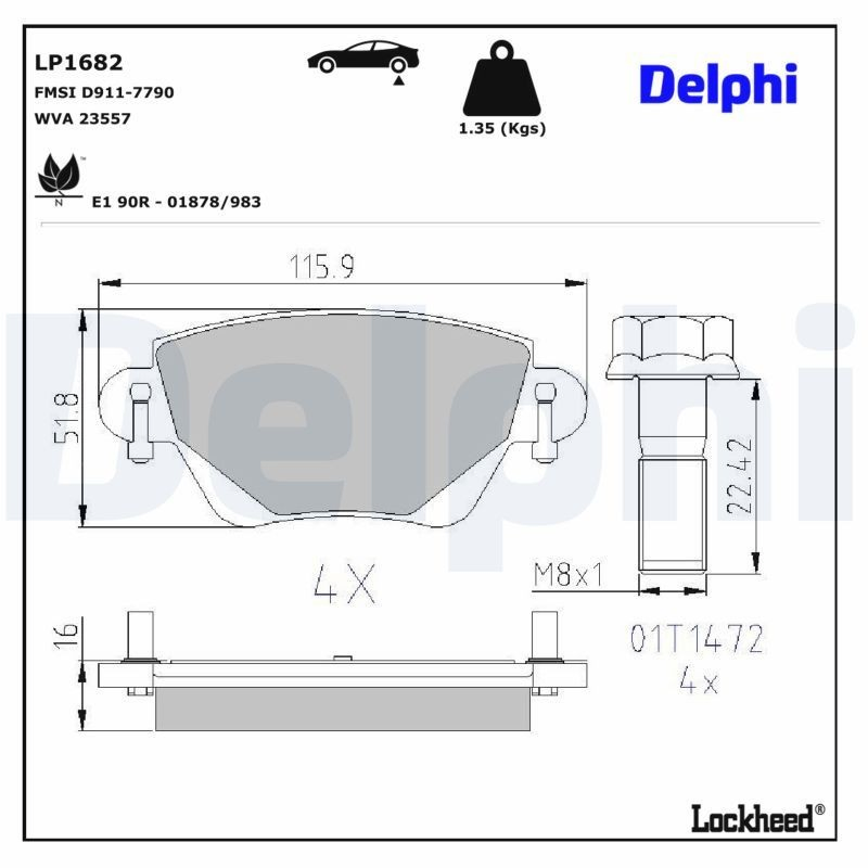 Задні гальмівні колодки LP1682 Delphi