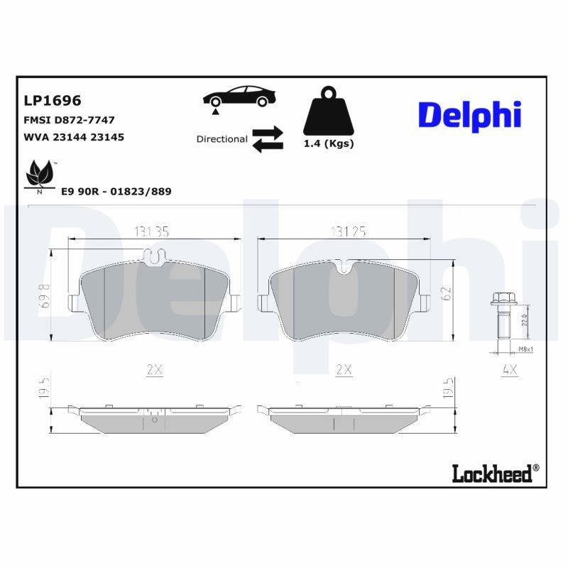 Передні тормозні колодки LP1696 Delphi