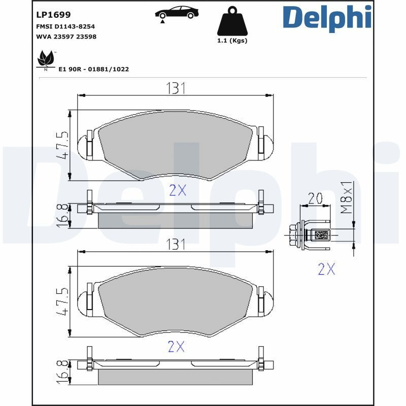 Купити LP1699 Delphi Колодки гальмівні передні, дискові