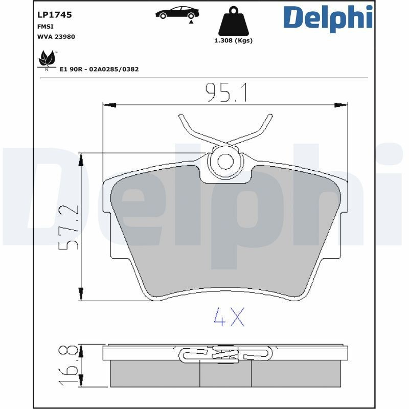 Задні гальмівні колодки Delphi LP1745 ціна, від 16.79 USD