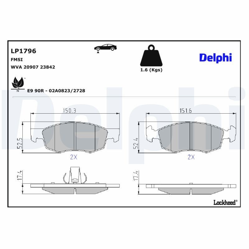 Передні тормозні колодки LP1796 Delphi