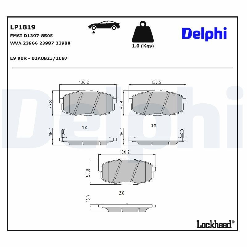 Купити LP1819 Delphi Колодки гальмівні передні, дискові