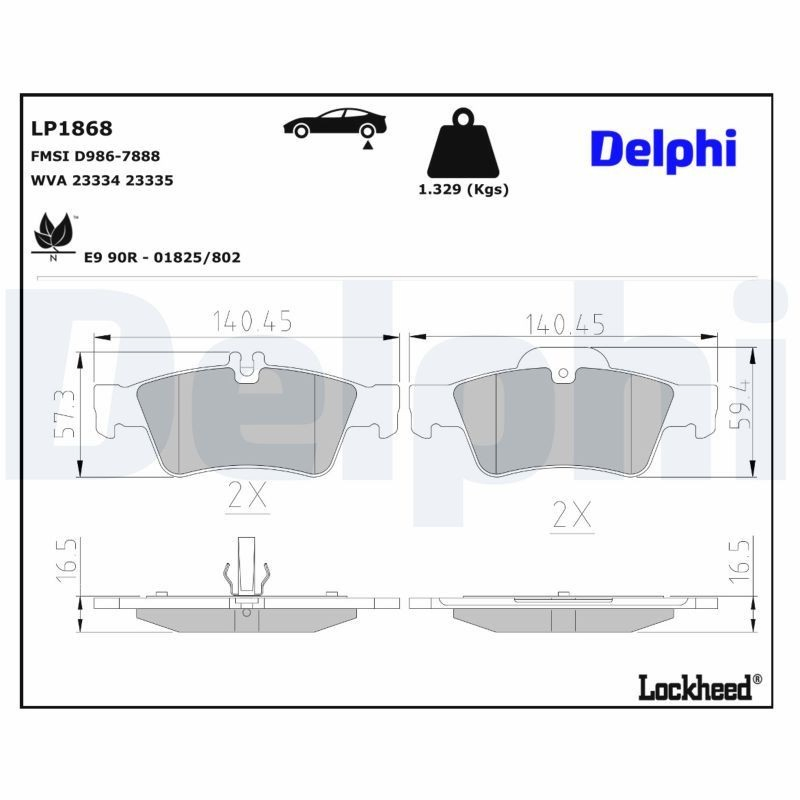 LP1868 Delphi Колодки гальмівні задні, дискові