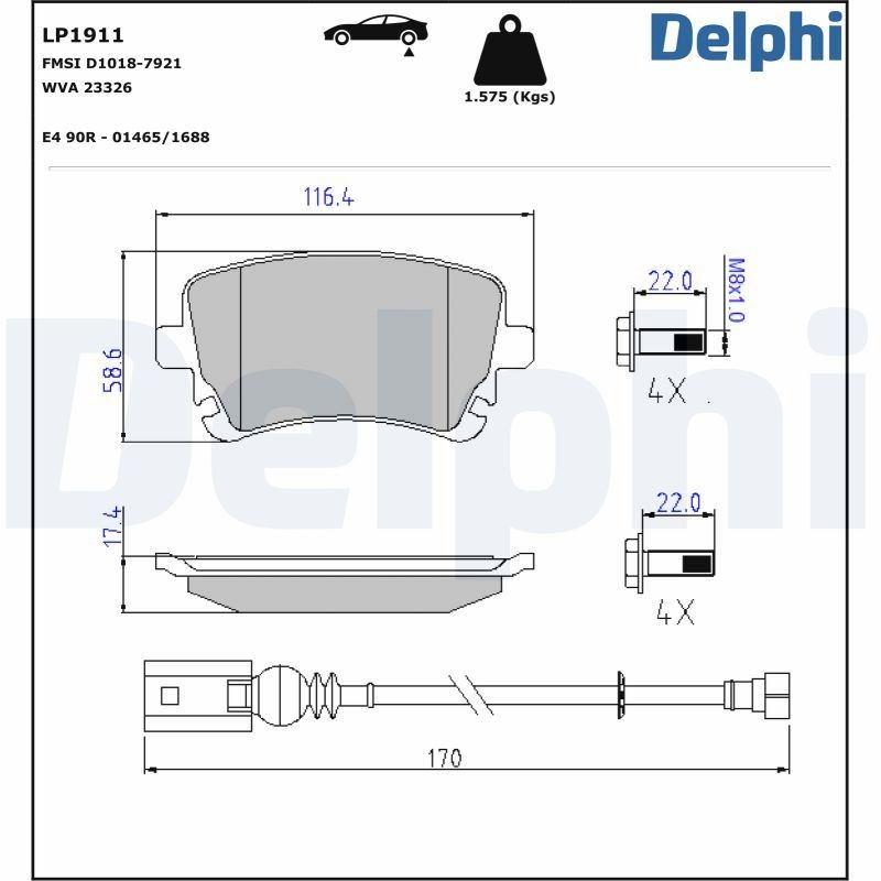 Задні гальмівні колодки Delphi LP1911 ціна, від 18.42 USD