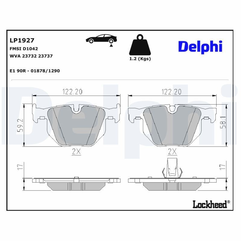 Задні гальмівні колодки LP1927 Delphi