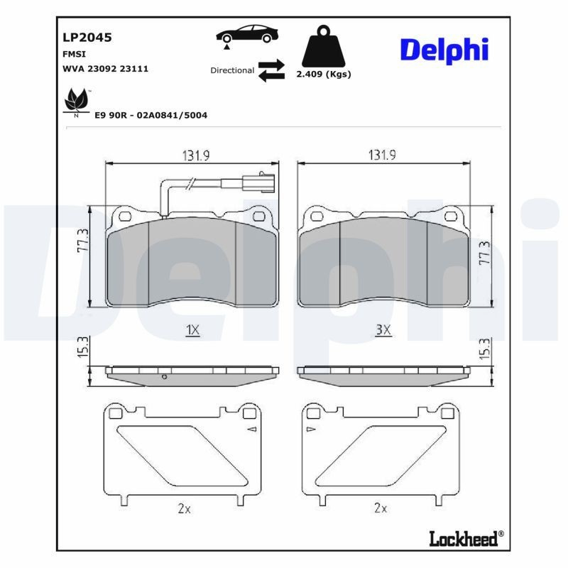 Гальмівні колодки Delphi LP2045 ціна, від 38.17 USD