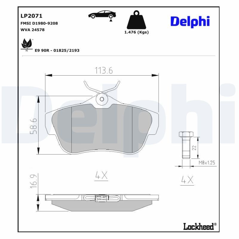 Задні дискові колодки Delphi LP2071