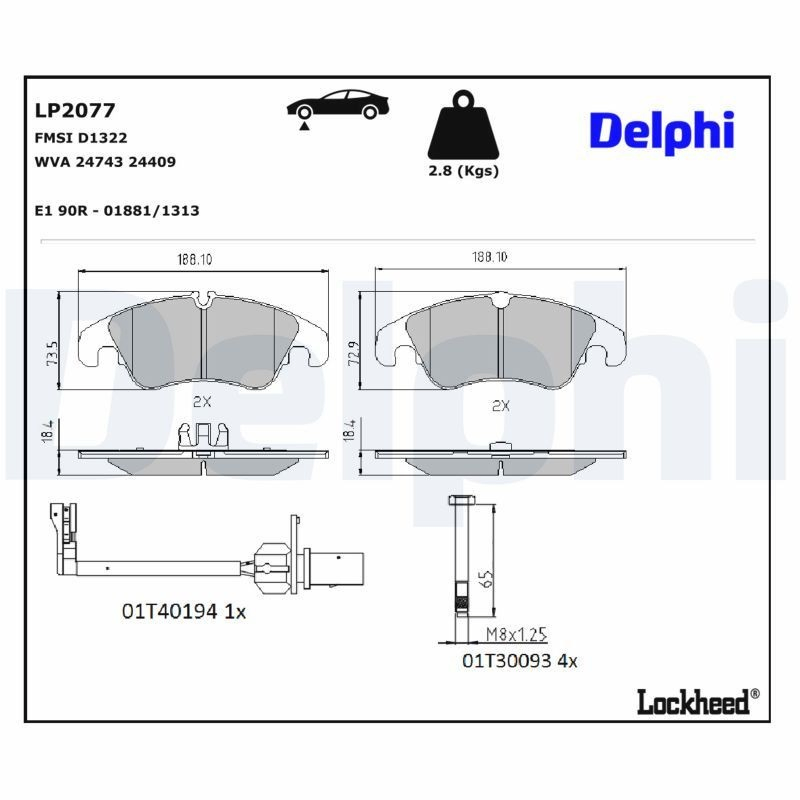 Купити LP2077 Delphi Колодки гальмівні передні, дискові