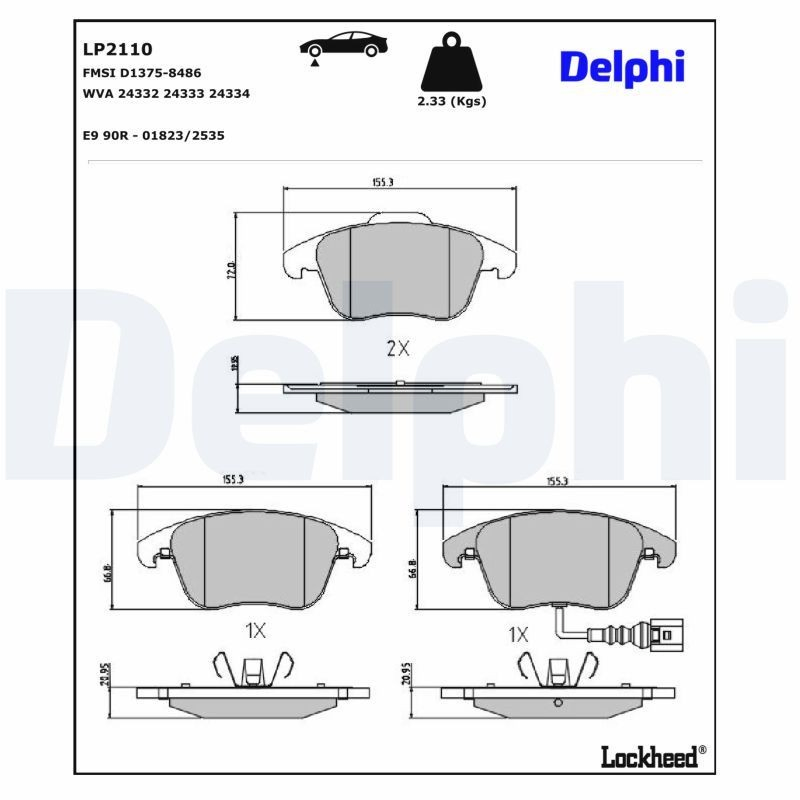 Гальмівні колодки Delphi LP2110 ціна, від 43.25 USD