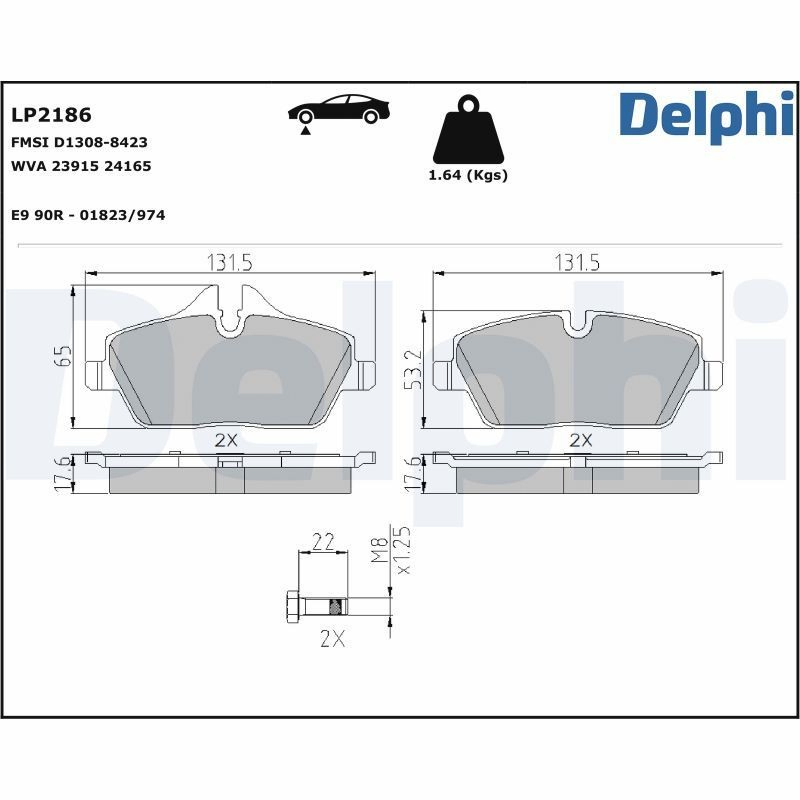 Передні тормозні колодки LP2186 Delphi