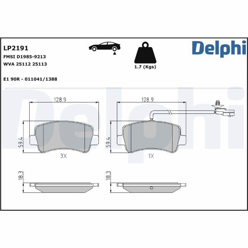LP2191 Delphi Колодки гальмівні задні, дискові