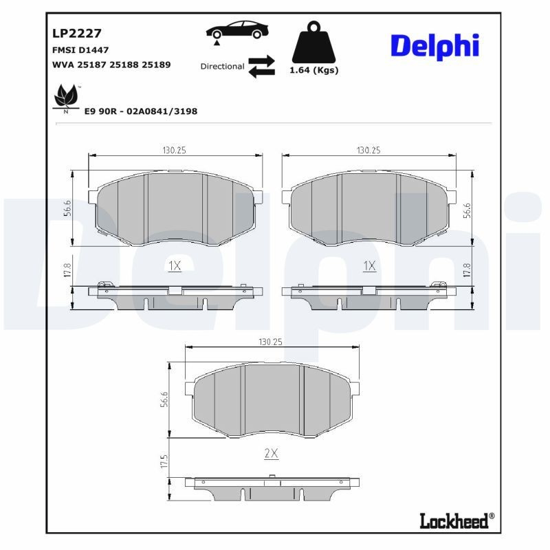 Купити LP2227 Delphi Колодки гальмівні передні, дискові