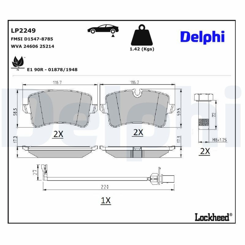 Задні дискові колодки Delphi LP2249