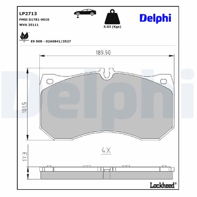 Купити LP2713 Delphi Колодки гальмівні передні, дискові