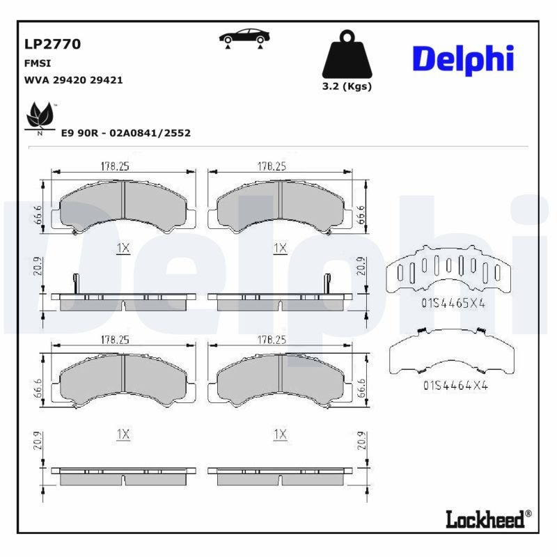LP2770 Delphi Колодки гальмівні задні, дискові