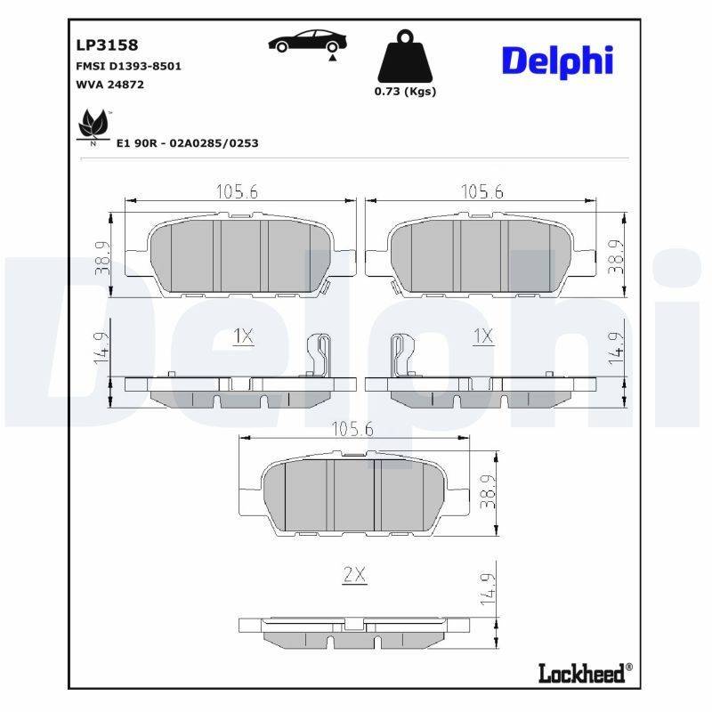 Купити LP3158 Delphi Задні колодки