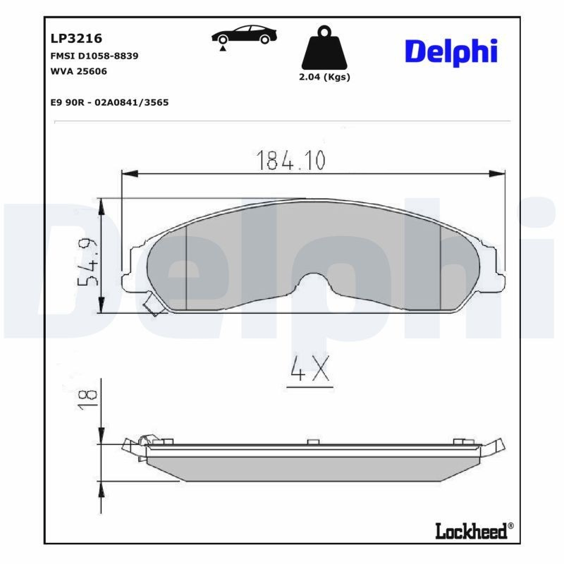 Купити LP3216 Delphi Колодки гальмівні передні, дискові