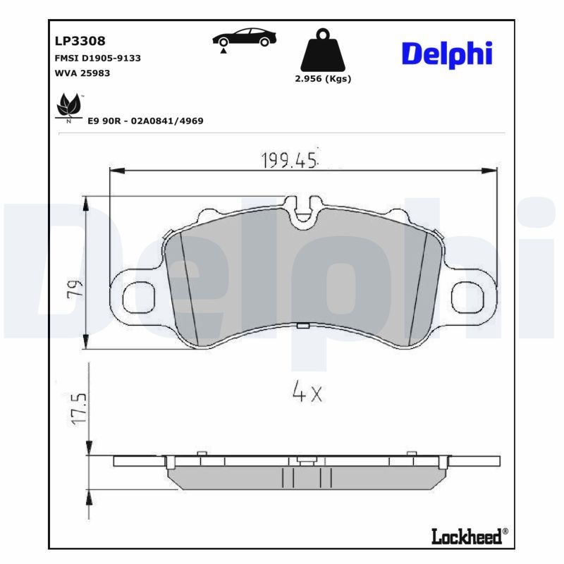 Купити LP3308 Delphi Колодки гальмівні передні, дискові