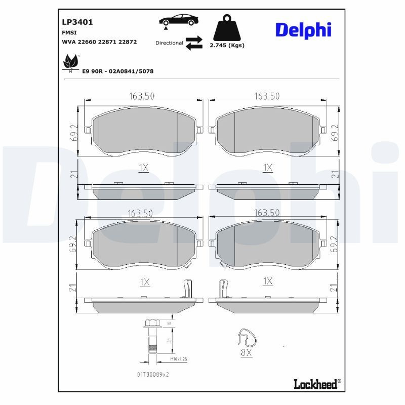Передні тормозні колодки LP3401 Delphi