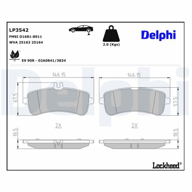 Задні гальмівні колодки Delphi LP3542 ціна, від 49.00 USD