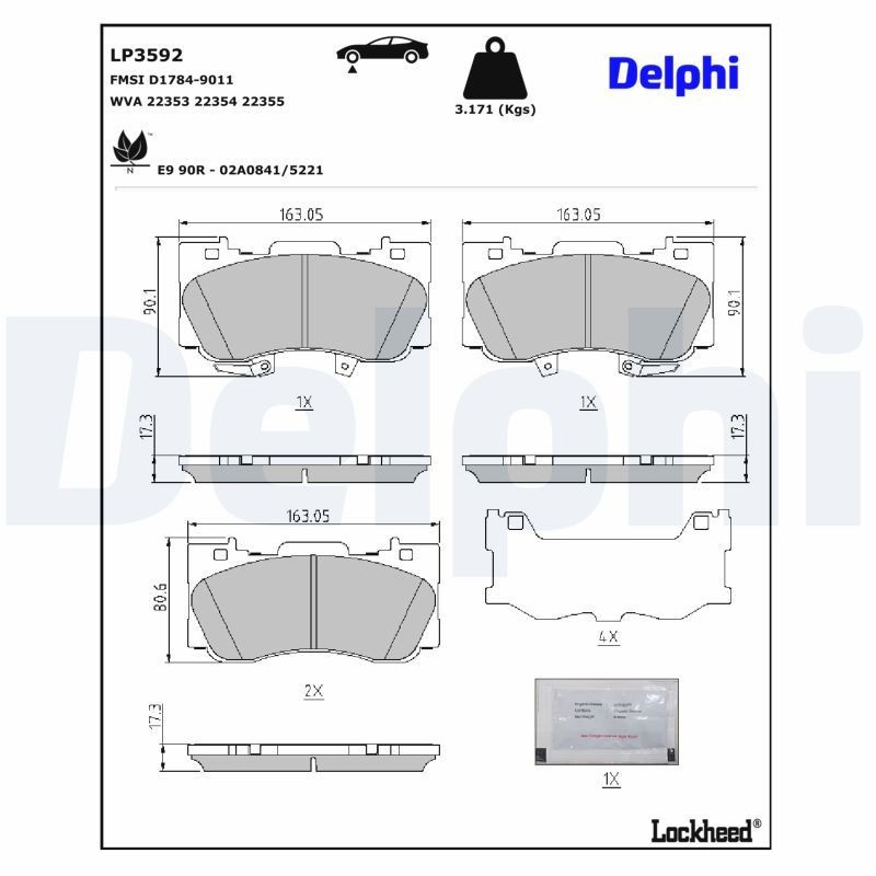 Передні тормозні колодки LP3592 Delphi