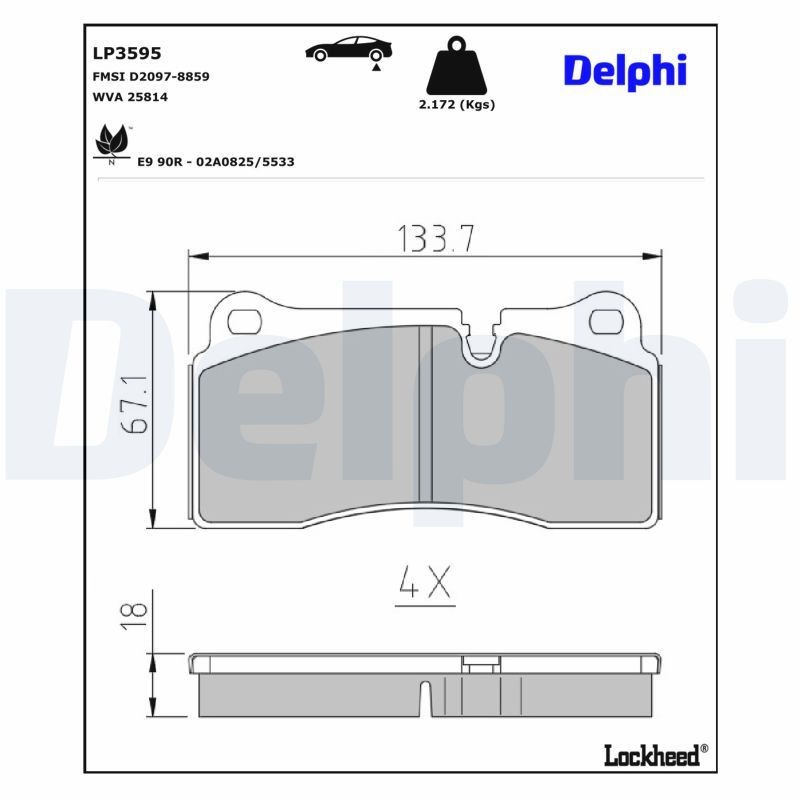 Задні гальмівні колодки Delphi LP3595 ціна, від 57.42 USD