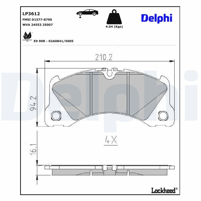 Купити LP3612 Delphi Колодки гальмівні передні, дискові