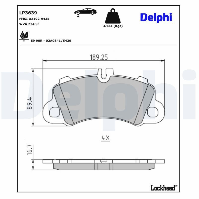 LP3639 Delphi Передні гальмівні колодки