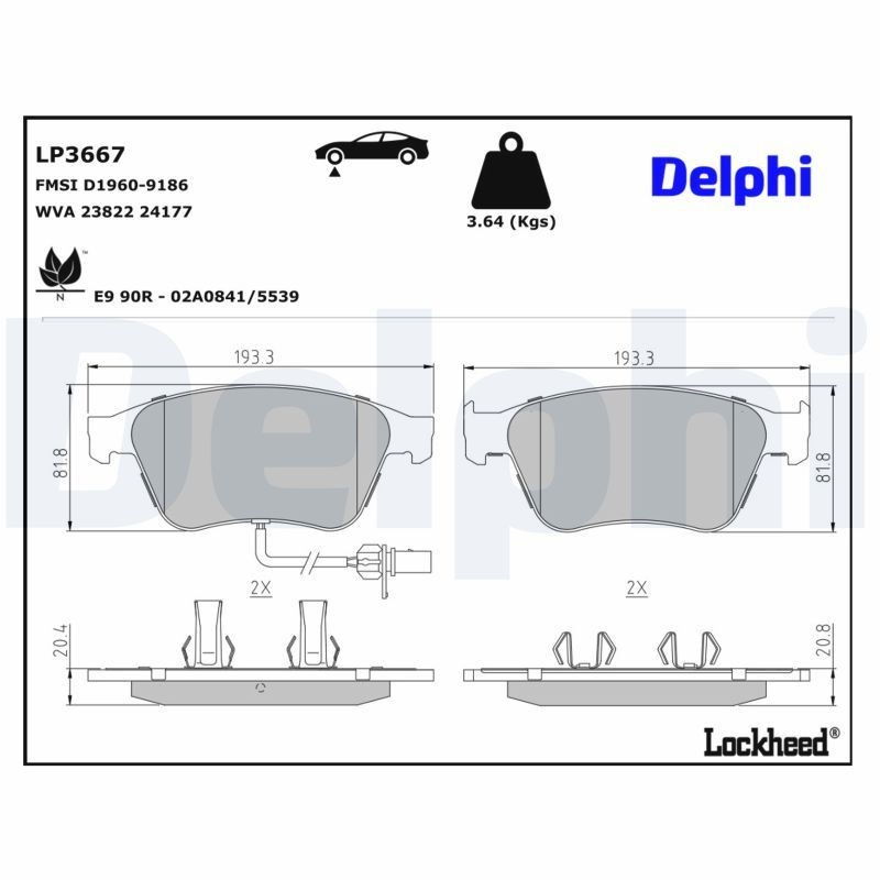 Гальмівні колодки Delphi LP3667 ціна, від 54.99 USD