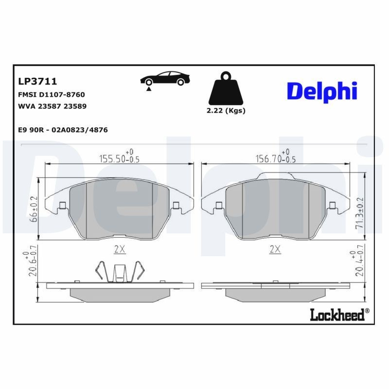 LP3711 Delphi Передні гальмівні колодки