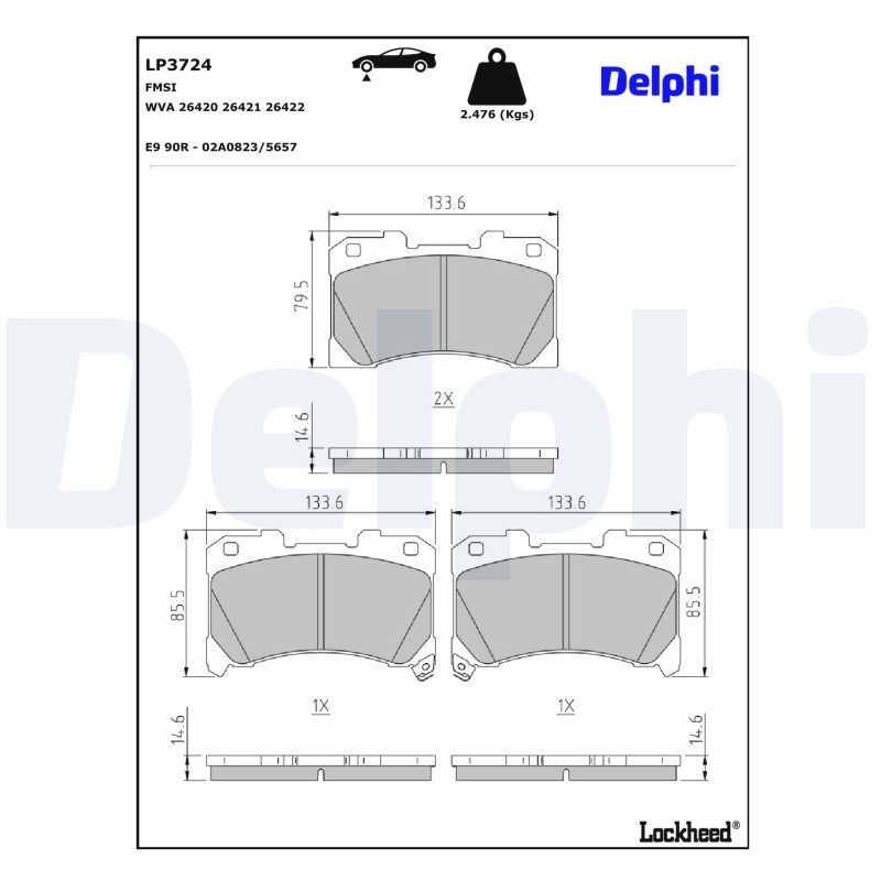 Купити LP3724 Delphi Колодки гальмівні передні, дискові
