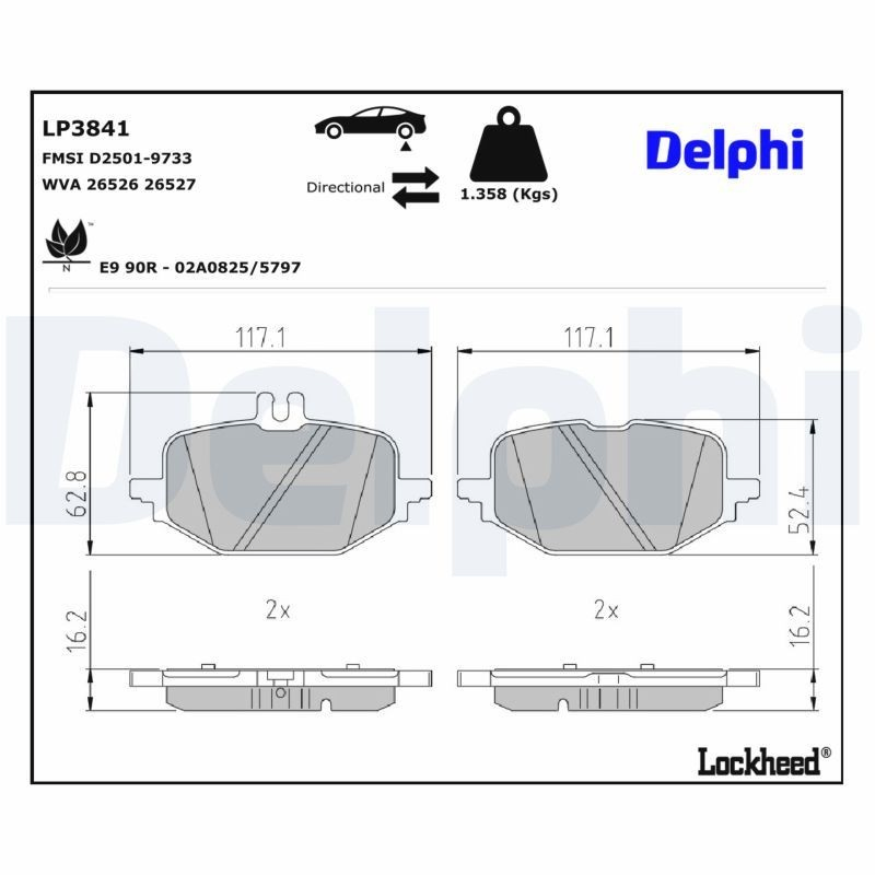 Купити LP3841 Delphi Задні колодки