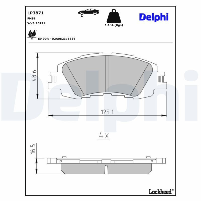 Гальмівні колодки Delphi LP3871 ціна, від 34.74 USD
