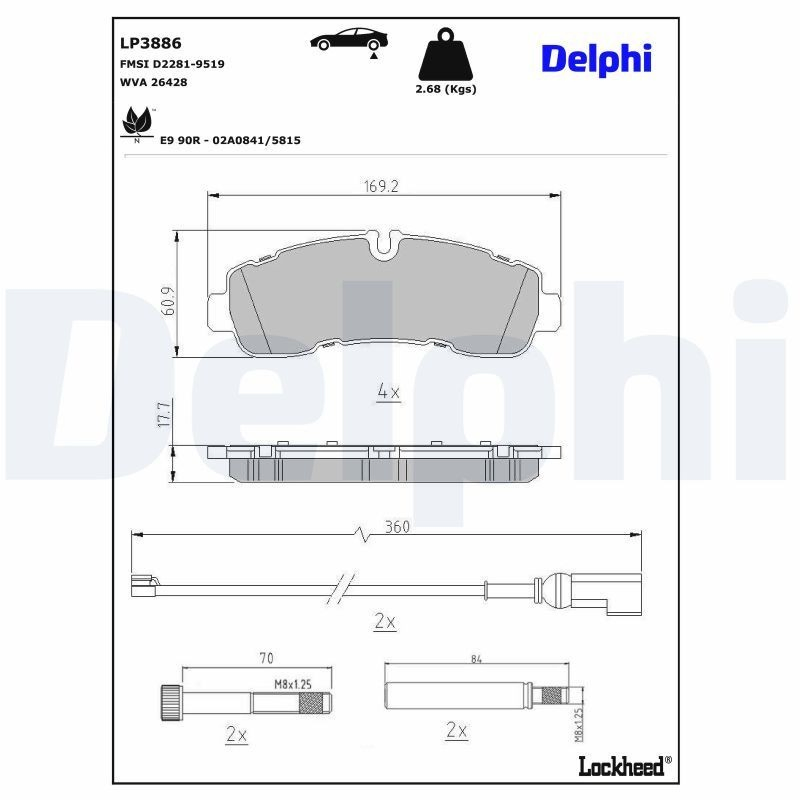 Задні гальмівні колодки Delphi LP3886 ціна, від 35.82 USD