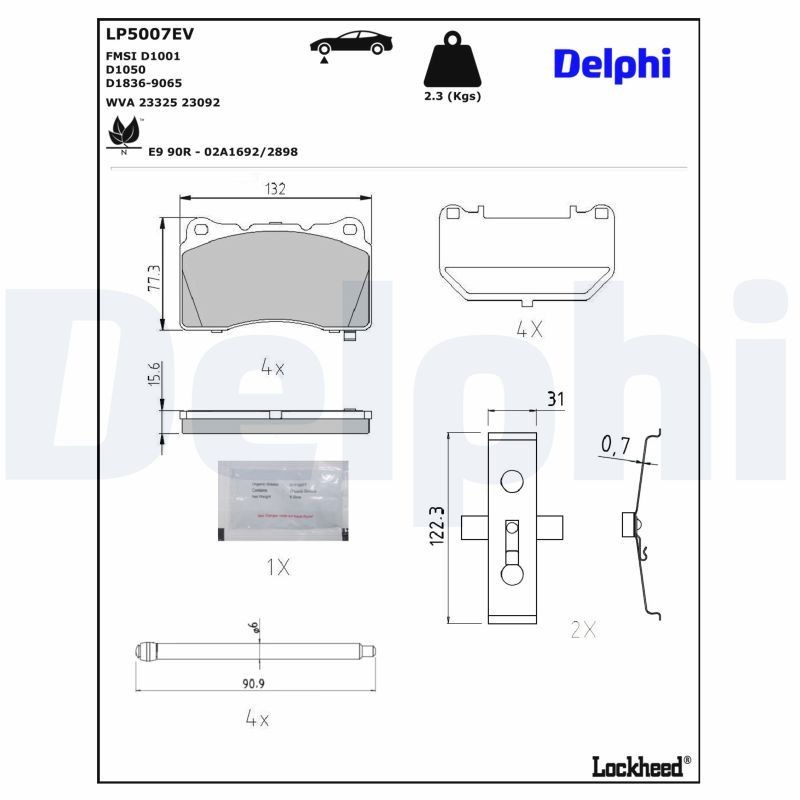 Передні тормозні колодки LP5007EV Delphi