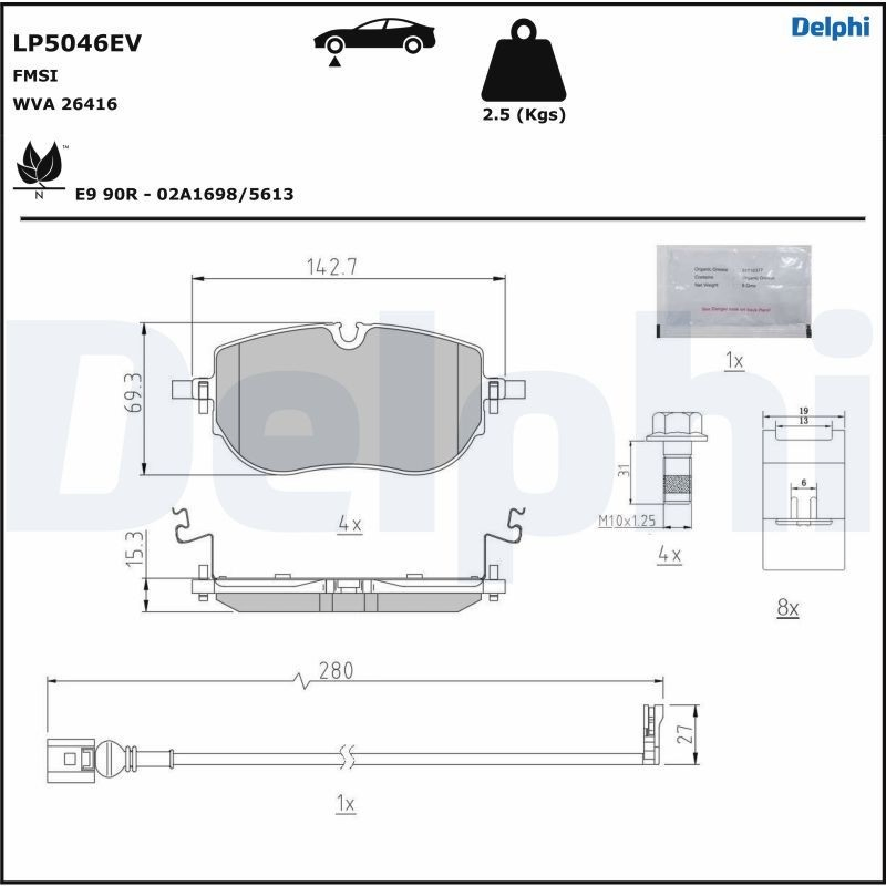 LP5046EV Delphi Передні гальмівні колодки