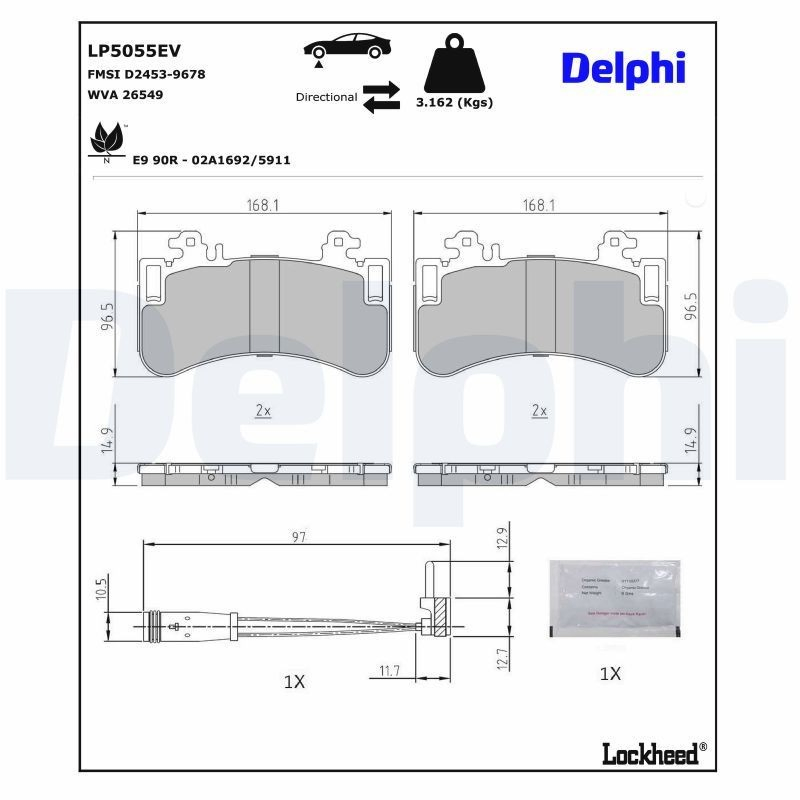 Передні тормозні колодки LP5055EV Delphi