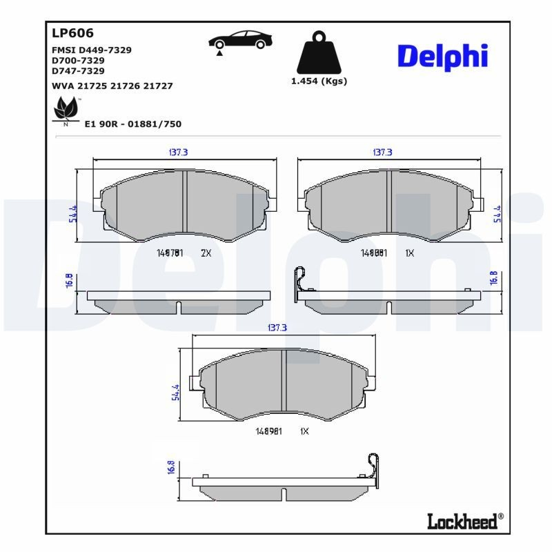 Гальмівні колодки Delphi LP606 ціна, від 17.78 USD