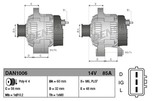 Купити DAN1006 Denso Генератор