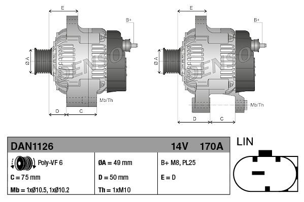 Генератор автомобільний Denso DAN1126