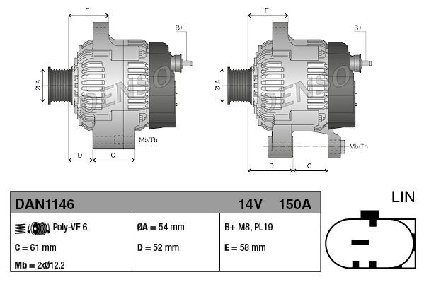 Купити DAN1146 Denso Генератор