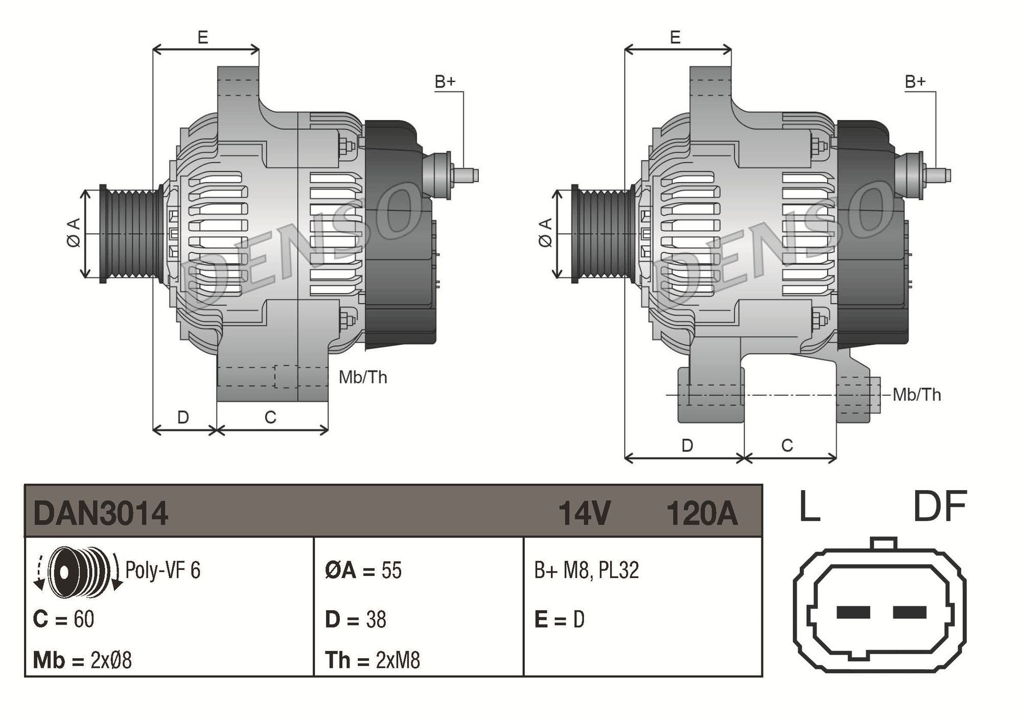 Генератор автомобільний Denso DAN3014