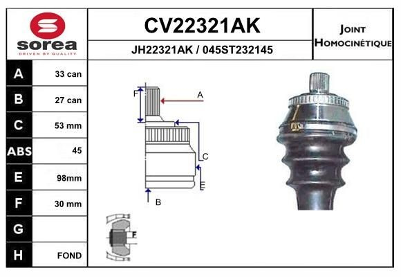 ШРУС зовнішній передній 3B0498099B Vika