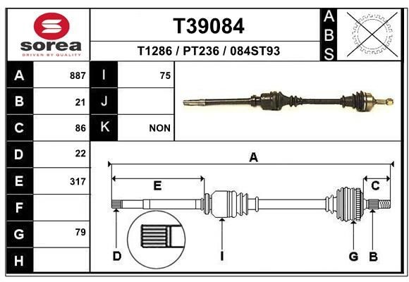 Піввісь передня, права Peugeot 206 хетчбек (2A/C) (1998 - 2008) ціна, від 62.15 USD