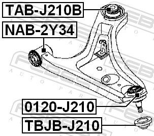 Кульова опора, нижня Febest 0120J210 ціна, від 14.27 USD
